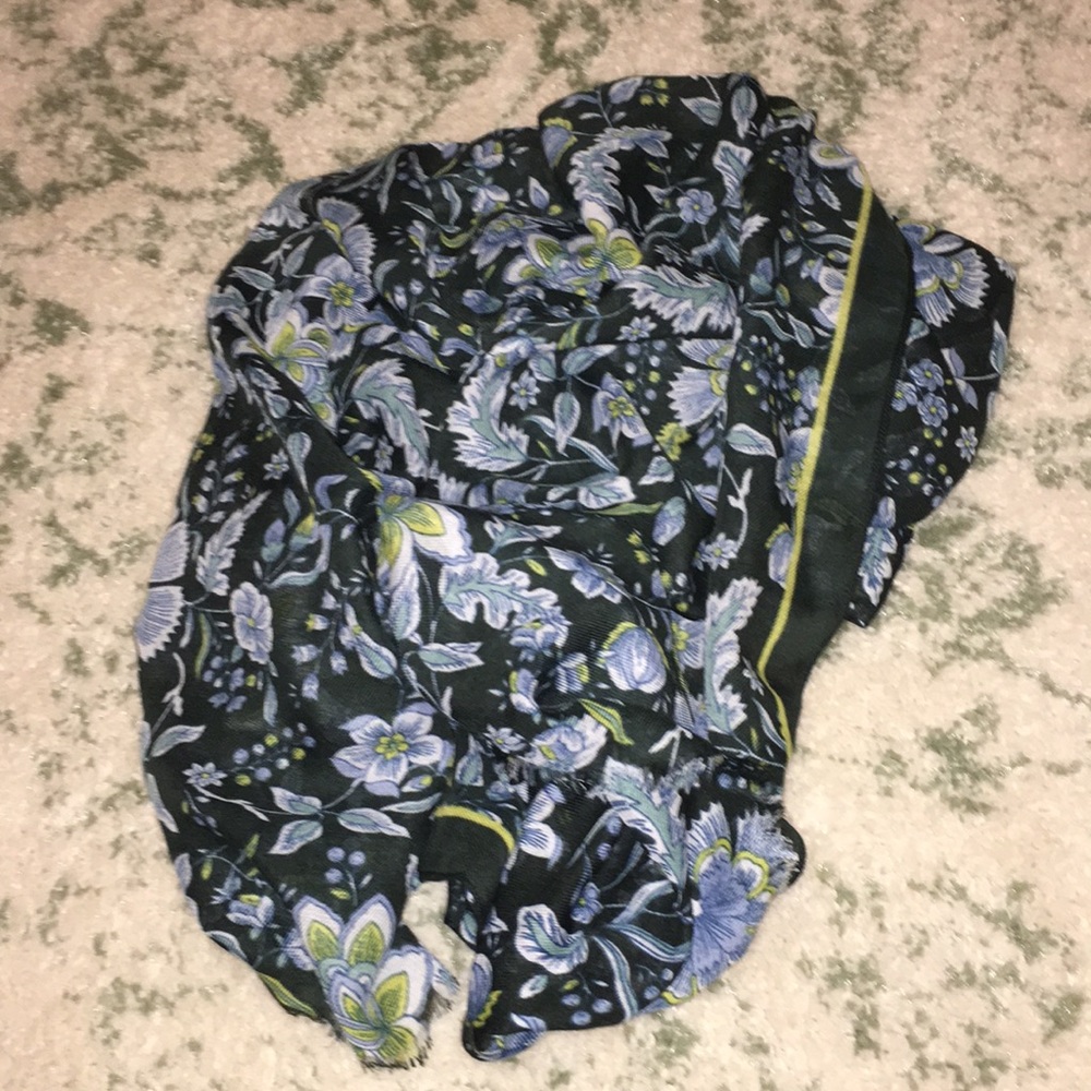 EUC LOFT Garden Blue and Green Floral Scarf